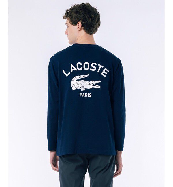 LACOSTE「オーバーサイズ PARISロゴ ヘビーウェイト 長袖Tシャツ / ロンT」|Tシャツ・カットソー|ダークネイビー
