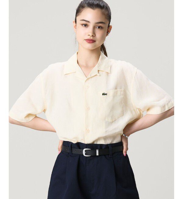 LACOSTE「オーバーサイズ リネンオープンカラーシャツ」|シャツ・ブラウス|