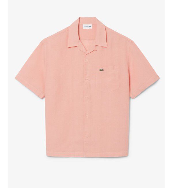 LACOSTE「オーバーサイズ リネンオープンカラーシャツ」|シャツ・ブラウス|ピンク