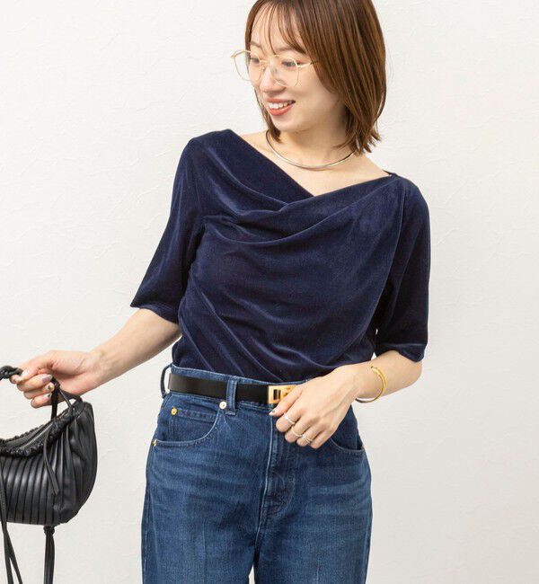 NOLLEY'S「《接触冷感》ウォッシャブルシアーベロア2WAYプルオーバー」|Tシャツ・カットソー|