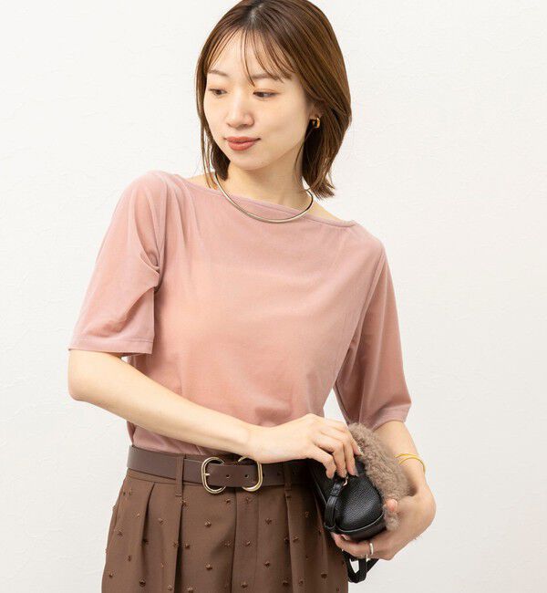 NOLLEY'S「《接触冷感》ウォッシャブルシアーベロア2WAYプルオーバー」|Tシャツ・カットソー|