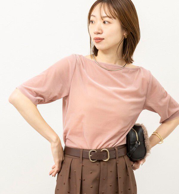 NOLLEY'S「《接触冷感》ウォッシャブルシアーベロア2WAYプルオーバー」|Tシャツ・カットソー|