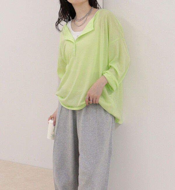 fredy emue「ヘンリー2WAYルーズロンTシャツ」|Tシャツ・カットソー|ライトグリーン