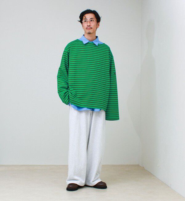 GLOSTER「【ユニセックス】ワイドバスクシャツ ボートネック ボーダー オーバーサイズ」|Tシャツ・カットソー|