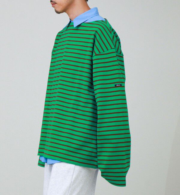 GLOSTER「【ユニセックス】ワイドバスクシャツ ボートネック ボーダー オーバーサイズ」|Tシャツ・カットソー|