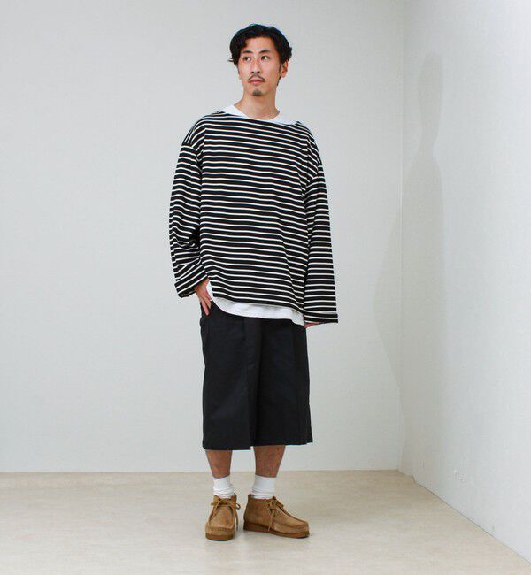 GLOSTER「【ユニセックス】ワイドバスクシャツ ボートネック ボーダー オーバーサイズ」|Tシャツ・カットソー|