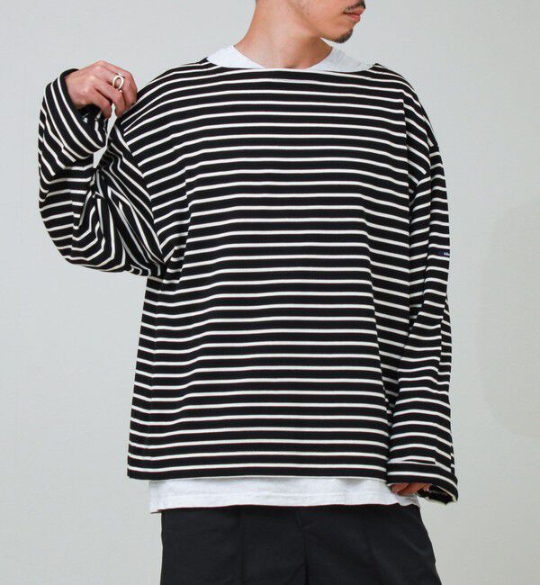 GLOSTER「【ユニセックス】ワイドバスクシャツ ボートネック ボーダー オーバーサイズ」|Tシャツ・カットソー|