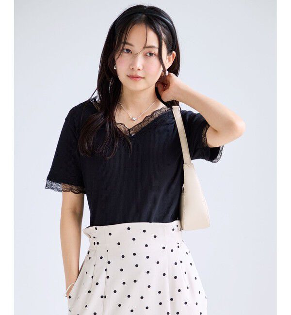 VIS「レーストリムVネックTシャツ/汗ジミ加工」|Tシャツ・カットソー|