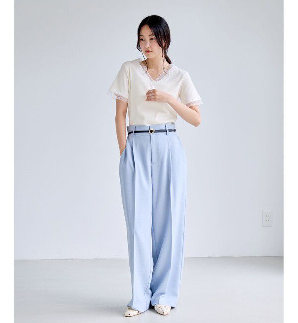 VIS「レーストリムVネックTシャツ/汗ジミ加工」|Tシャツ・カットソー|