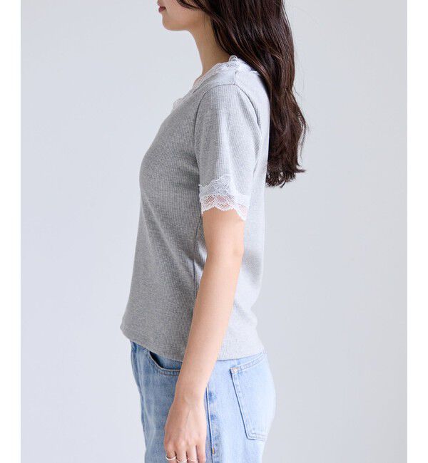 VIS「レーストリムVネックTシャツ/汗ジミ加工」|Tシャツ・カットソー|