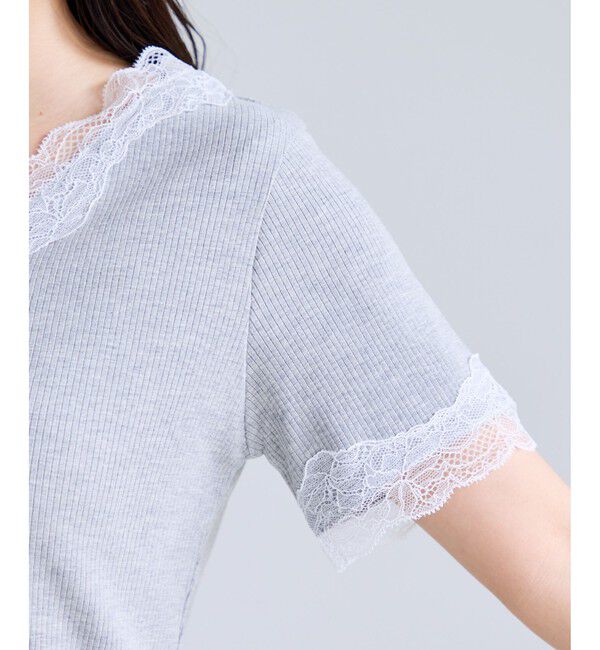 VIS「レーストリムVネックTシャツ/汗ジミ加工」|Tシャツ・カットソー|