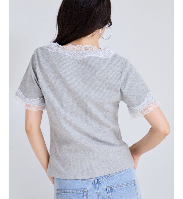VIS「レーストリムVネックTシャツ/汗ジミ加工」|Tシャツ・カットソー|