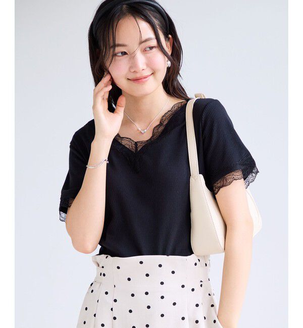 VIS「レーストリムVネックTシャツ/汗ジミ加工」|Tシャツ・カットソー|