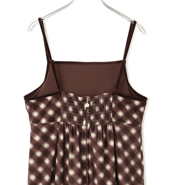 VIS「【MARY QUANT&times;VIS】チェックベロアドレープキャミワンピース」|ワンピース|