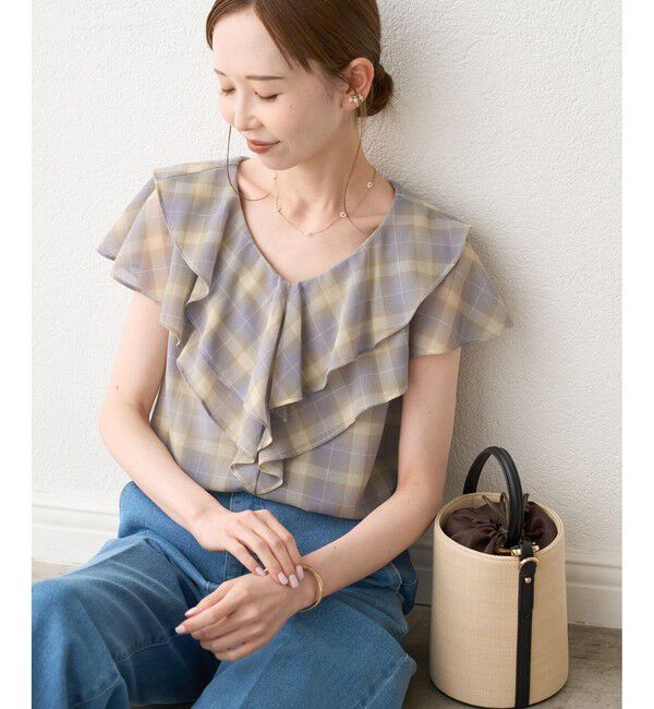Rope&rsquo;Picnic「マドラスチェックボイルシアーブラウス」|シャツ・ブラウス|
