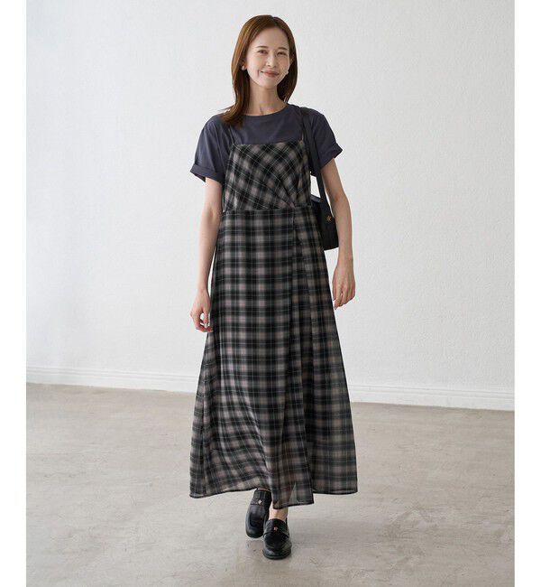 Rope&rsquo;Picnic「【一部店舗限定】マドラスチェックボイルシアーキャミワンピース」|ワンピース|