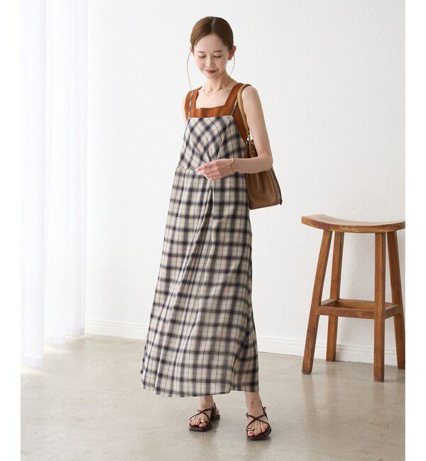 Rope&rsquo;Picnic「【一部店舗限定】マドラスチェックボイルシアーキャミワンピース」|ワンピース|