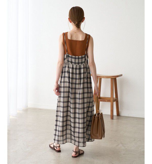 Rope&rsquo;Picnic「【一部店舗限定】マドラスチェックボイルシアーキャミワンピース」|ワンピース|
