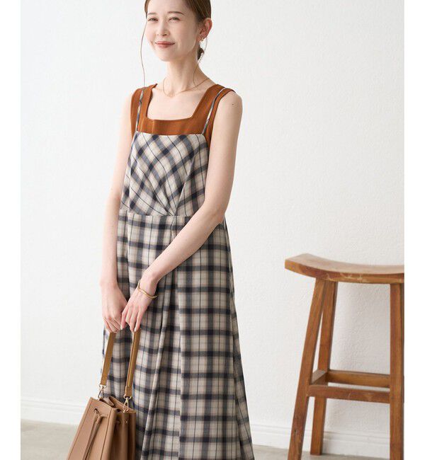 Rope&rsquo;Picnic「【一部店舗限定】マドラスチェックボイルシアーキャミワンピース」|ワンピース|