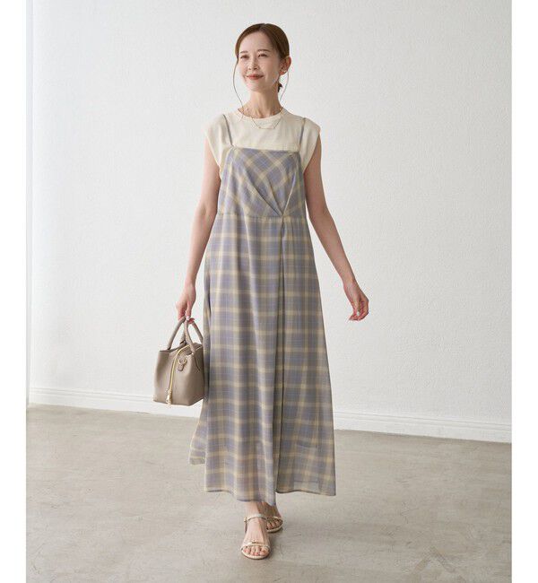 Rope&rsquo;Picnic「【一部店舗限定】マドラスチェックボイルシアーキャミワンピース」|ワンピース|