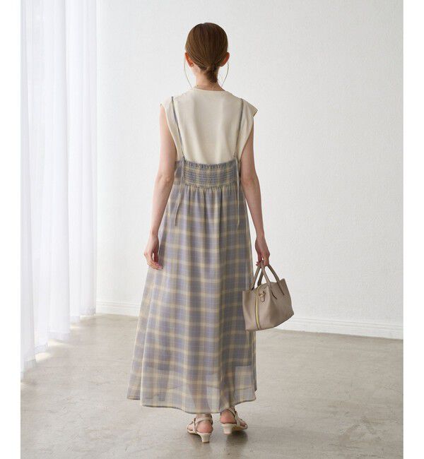 Rope&rsquo;Picnic「【一部店舗限定】マドラスチェックボイルシアーキャミワンピース」|ワンピース|