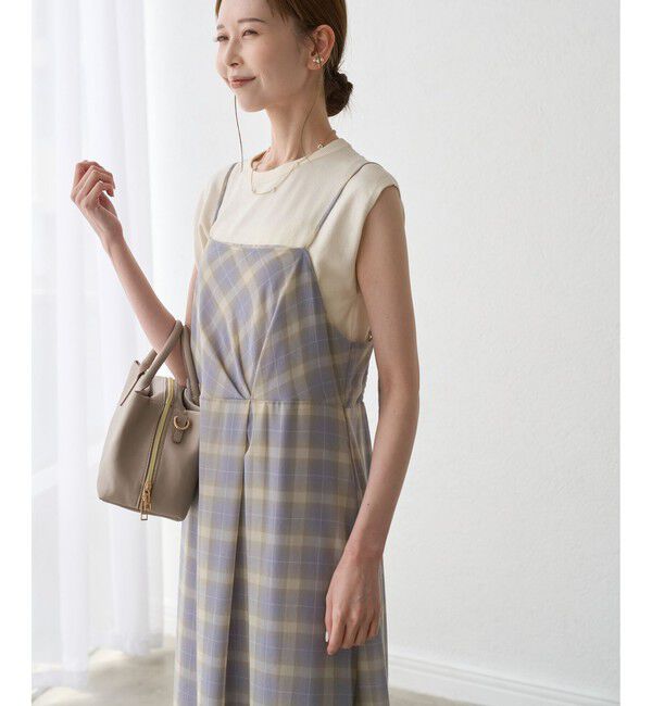 Rope&rsquo;Picnic「【一部店舗限定】マドラスチェックボイルシアーキャミワンピース」|ワンピース|