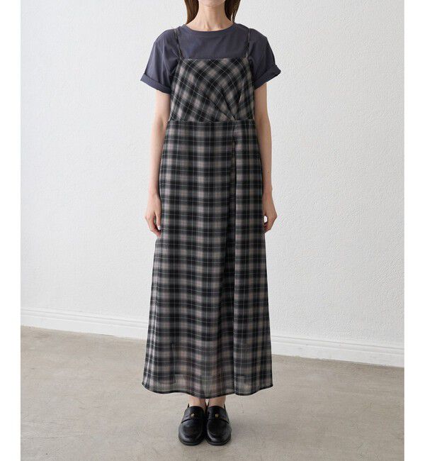Rope&rsquo;Picnic「【一部店舗限定】マドラスチェックボイルシアーキャミワンピース」|ワンピース|
