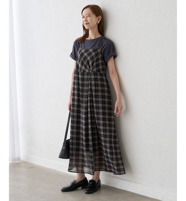 Rope&rsquo;Picnic「【一部店舗限定】マドラスチェックボイルシアーキャミワンピース」|ワンピース|