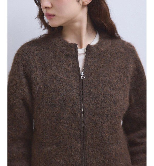 ADAM ET ROPE'「【WEB限定】フラッフィージップショートカーディガン」|カーディガン|ブラウン(20)