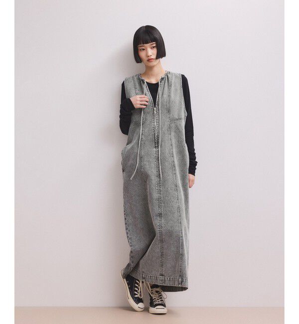 ADAM ET ROPE'「【WEB限定】ドロストネックデニムワンピース」|ワンピース|