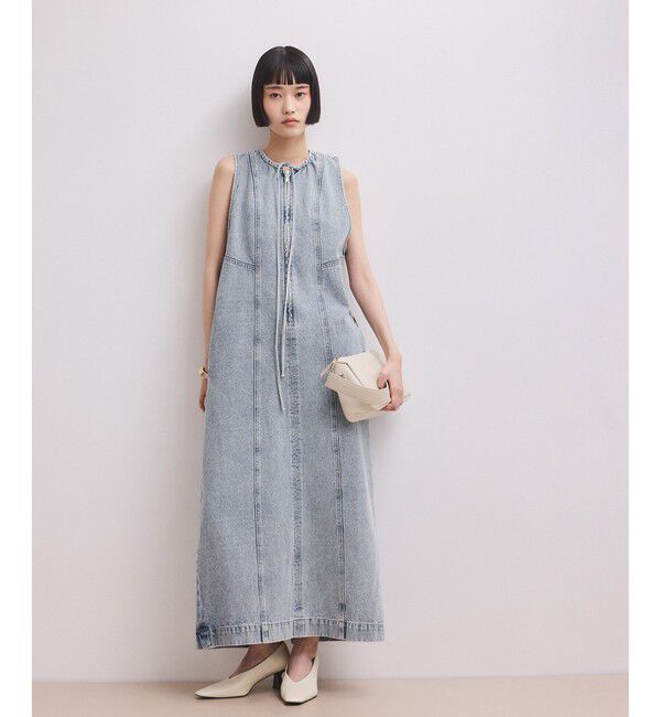ADAM ET ROPE'「【WEB限定】ドロストネックデニムワンピース」|ワンピース|ブルー系(45)