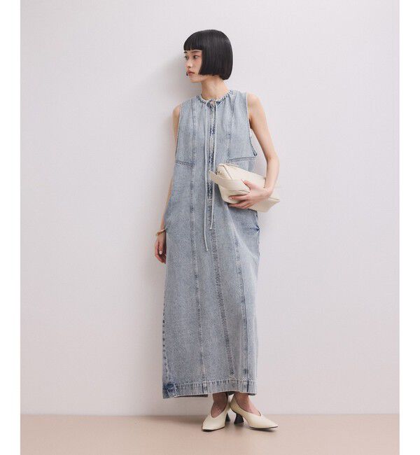 ADAM ET ROPE'「【WEB限定】ドロストネックデニムワンピース」|ワンピース|