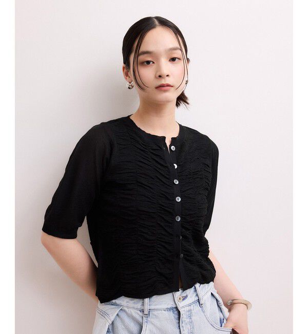 ADAM ET ROPE'「【WEB限定】シアーシャーリングカーディガン」|カーディガン|