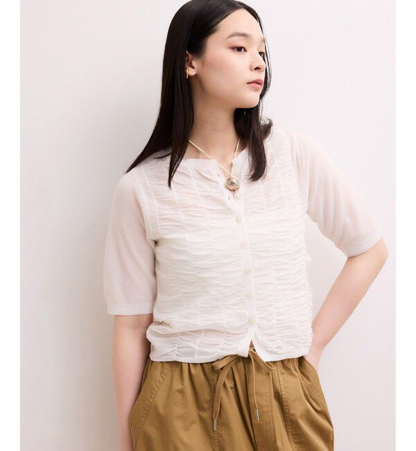 ADAM ET ROPE'「【WEB限定】シアーシャーリングカーディガン」|カーディガン|