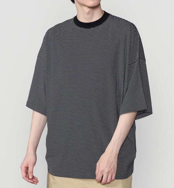 handvaerk「handvaerk | 60/2 ビッグクルーネックTシャツ STRIPE MEN」|Tシャツ・カットソー|