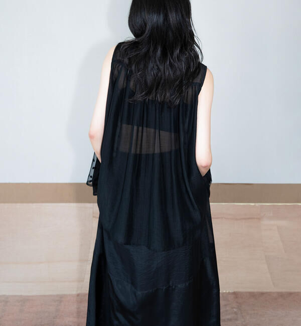  「eunoia｜レイヤード ドットノースリーブブラウス WOMEN」|シャツ・ブラウス|BLACK