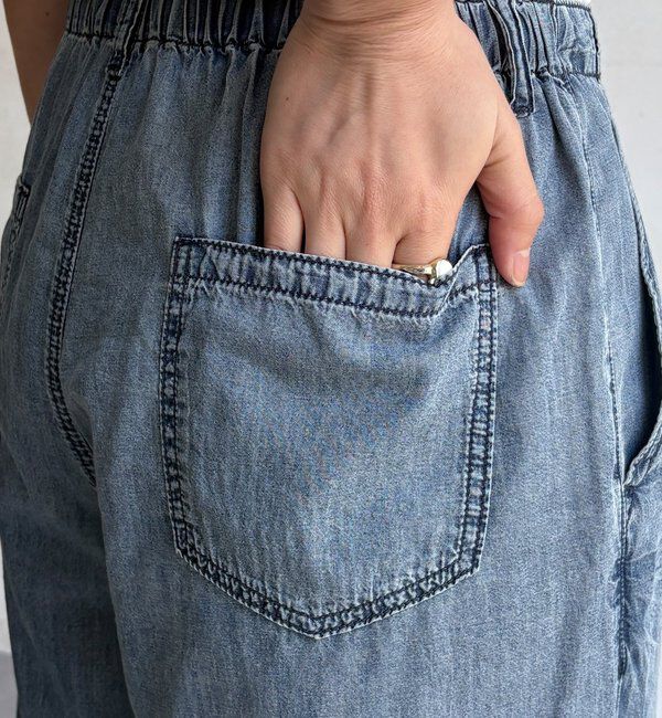  「【セットアップ可能】ライトデニムワイドパンツ」|デニム|