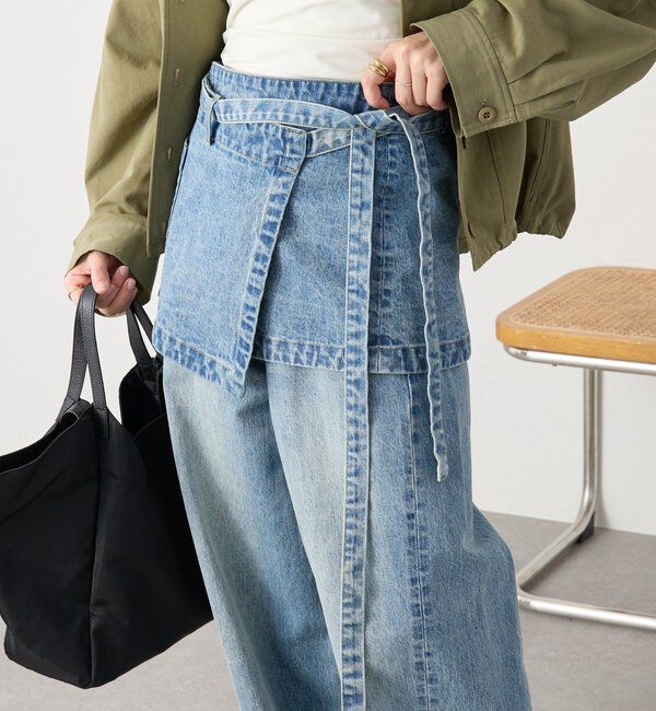  「【A・MONN】【サイズ調整可能/レイヤードアイテム】DENIM apron」|デニム|
