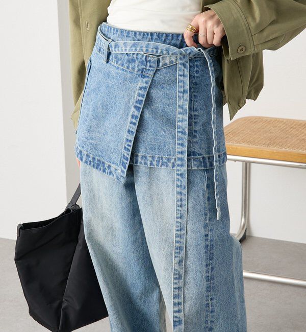  「【A・MONN】【サイズ調整可能/レイヤードアイテム】DENIM apron」|デニム|