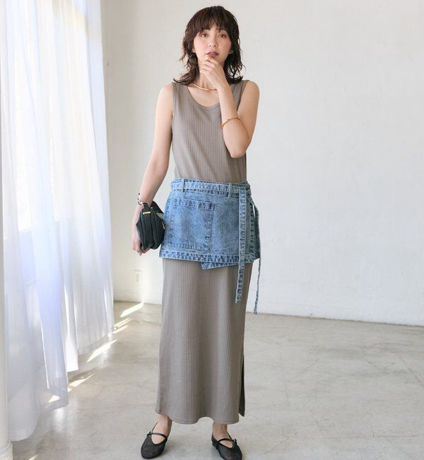  「【A・MONN】【サイズ調整可能/レイヤードアイテム】DENIM apron」|デニム|