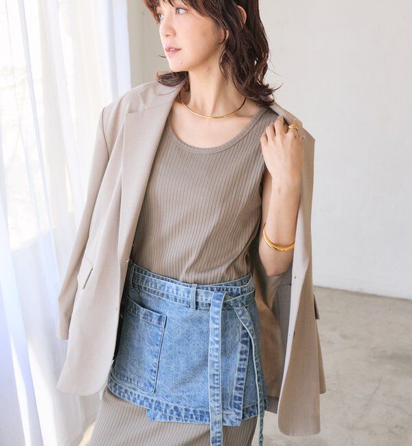  「【A・MONN】【サイズ調整可能/レイヤードアイテム】DENIM apron」|デニム|