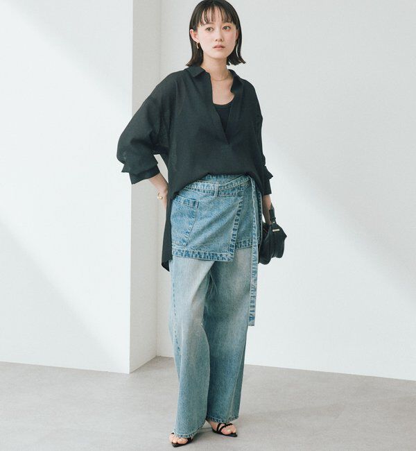 「【A・MONN】【サイズ調整可能/レイヤードアイテム】DENIM apron」|デニム|