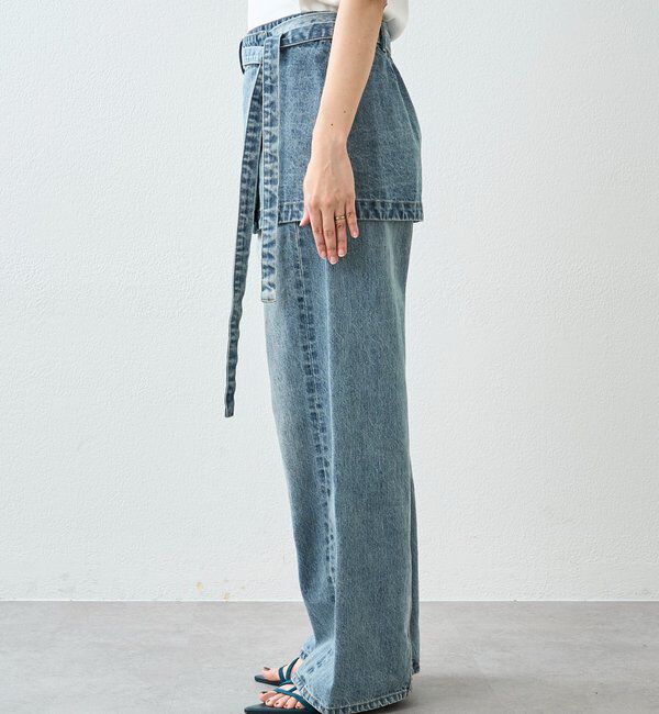  「【A・MONN】【サイズ調整可能/レイヤードアイテム】DENIM apron」|デニム|