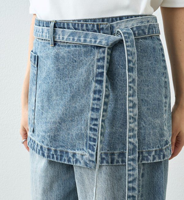  「【A・MONN】【サイズ調整可能/レイヤードアイテム】DENIM apron」|デニム|