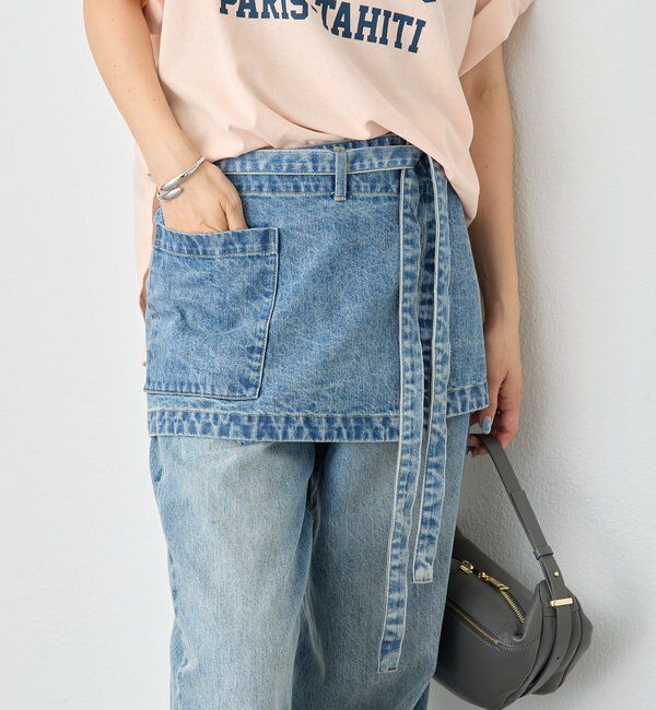  「【A・MONN】【サイズ調整可能/レイヤードアイテム】DENIM apron」|デニム|