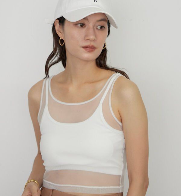 「【earthy_/アーシー】カップ付きチュールタンク」|Tシャツ・カットソー|