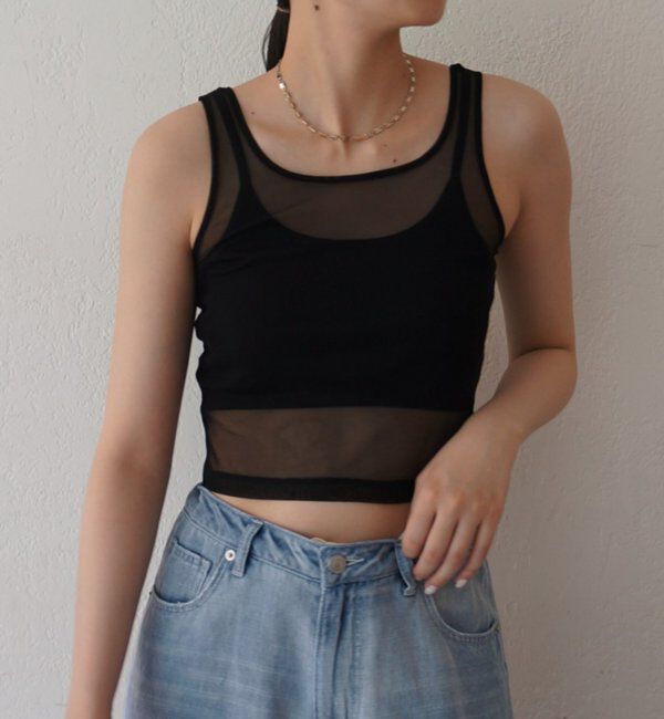  「【earthy_/アーシー】カップ付きチュールタンク」|Tシャツ・カットソー|