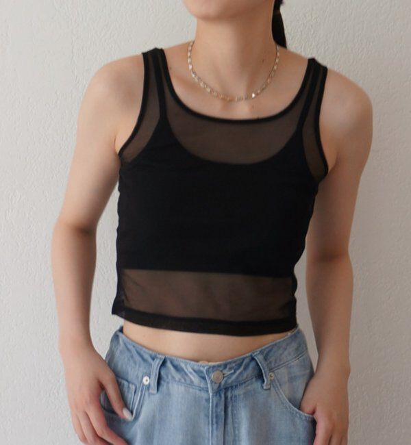  「【earthy_/アーシー】カップ付きチュールタンク」|Tシャツ・カットソー|