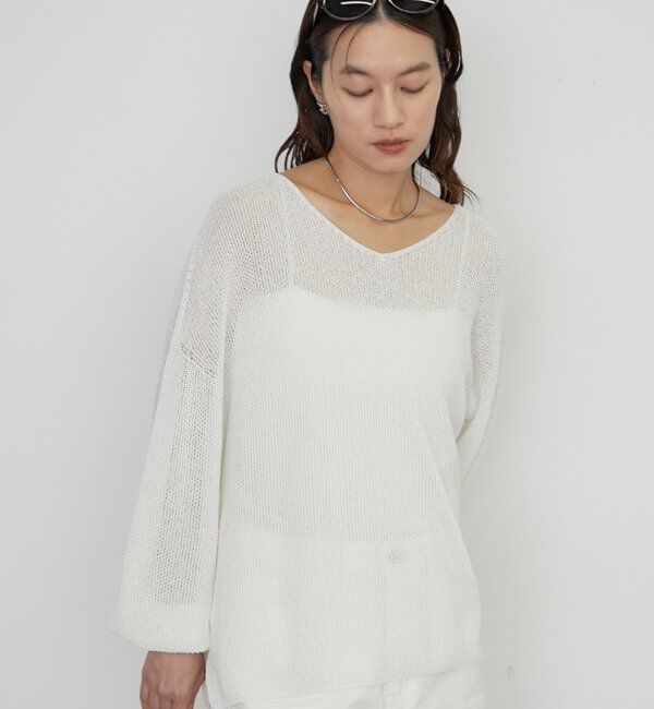  「《さらりと上品/華奢見え》【JAPAN MADE】和紙鹿子2WAYニット」|ニット・セーター|