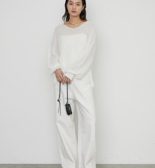  「《さらりと上品/華奢見え》【JAPAN MADE】和紙鹿子2WAYニット」|ニット・セーター|